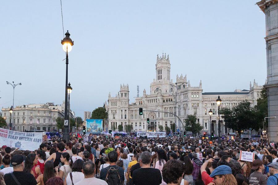 Thousands of protesters turned out in Madrid to lobby for more affordable housing.